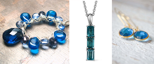 Capri blue quartz gemstone jewelry. 