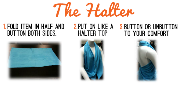 How to wear a scarf in the halter style.